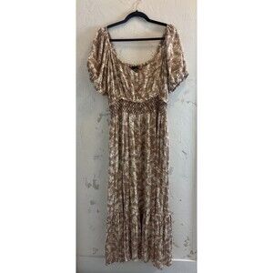 Black Tape 1X Romantic Cottagecore Floral Maxi Dress Smocked Waist Prairie Style